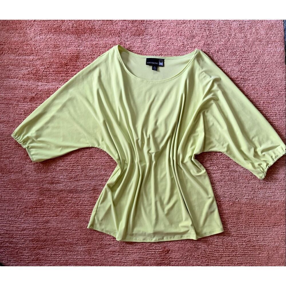 Antthony Lime Green Draped Back Top Batwing Sleeves Loose Fit L